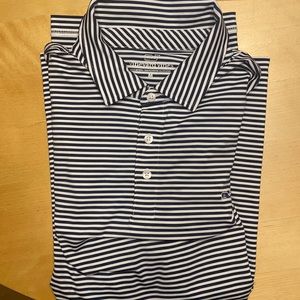 Vineyard Vines Navy and White Striped Medium Polo